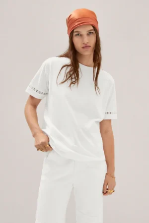 Embroidered White Cotton T-Shirt