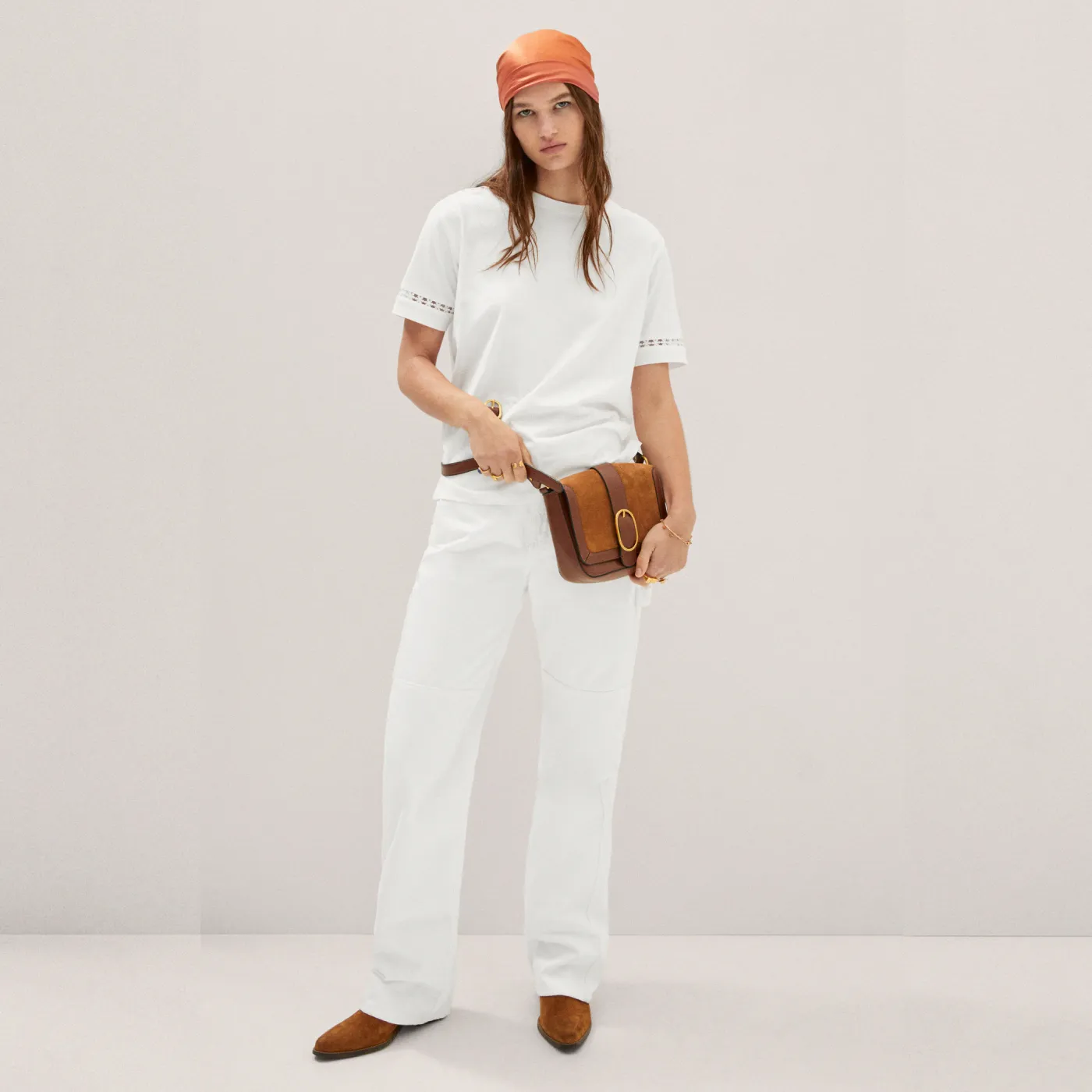 Embroidered White Cotton T-Shirt - Imagen 2