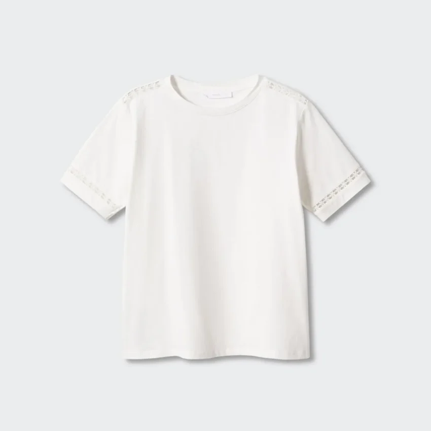Embroidered White Cotton T-Shirt - Imagen 5