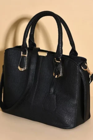 Bolso de mano de piel para mujer (negro)
