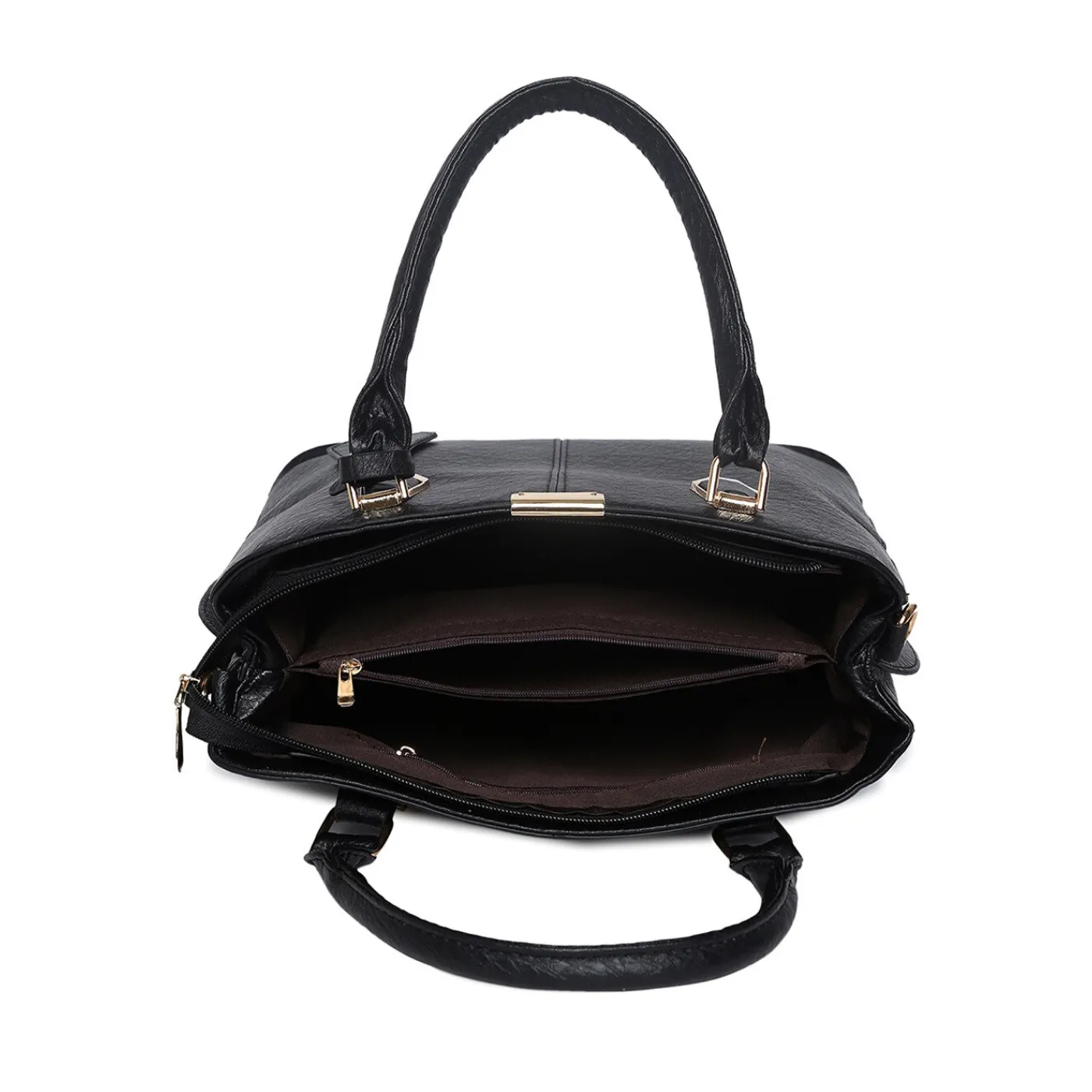 Women's Leather Handbag (Black) - Imagen 4