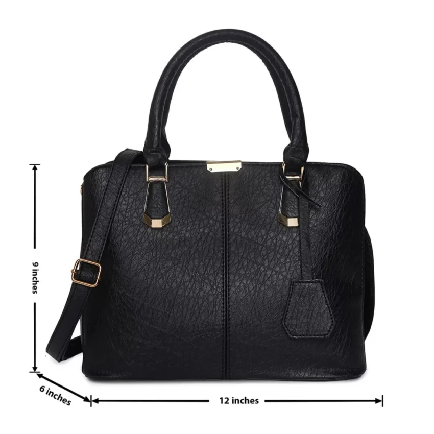 Women's Leather Handbag (Black) - Imagen 5
