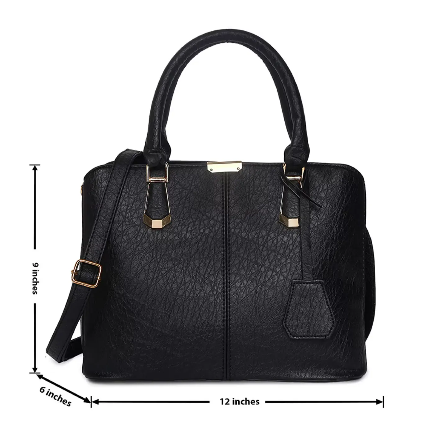 Women's Leather Handbag (Black) - Imagen 5