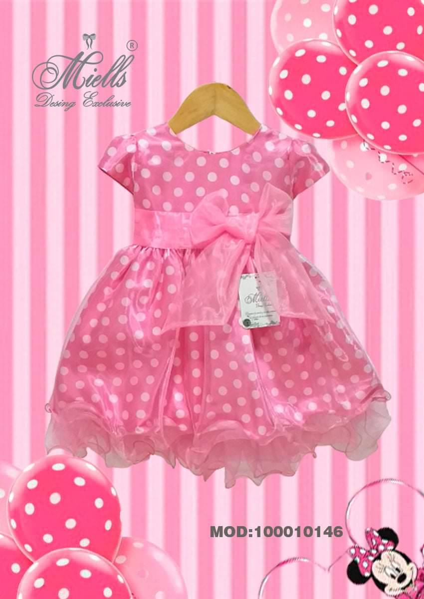 🎀 Vestido de Fiesta para Niña “Minnie Coqueta Color Chicle”