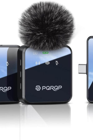 PQRQP, micrófono 3 en 1 para iPhone/Android/cámara, inalámbrico, transmisión de 328 pies, duración de la batería de 18 horas, mini micrófono para entrevistas de grabación, vlogs, YouTube, Tiktok
